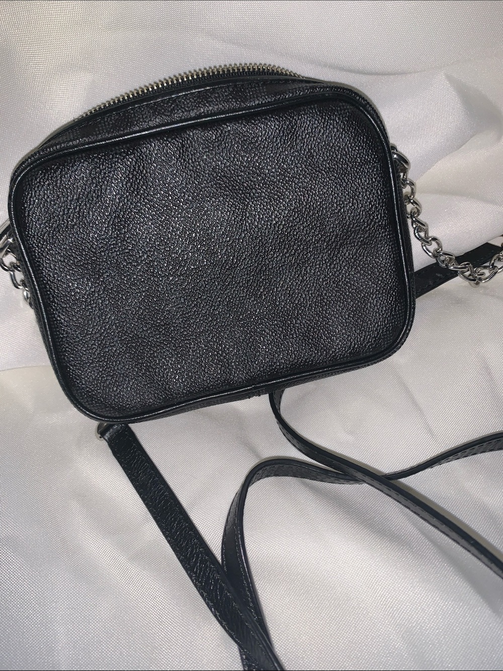 Michael Kors Black Pebbled Leather Crossbody Camera Bag with Silver Plaque - Picture 8 of 10